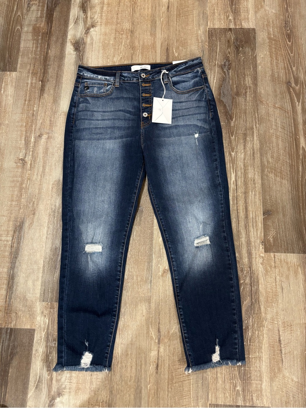 KanCan Dark Blue Distressed Ankle Jeans